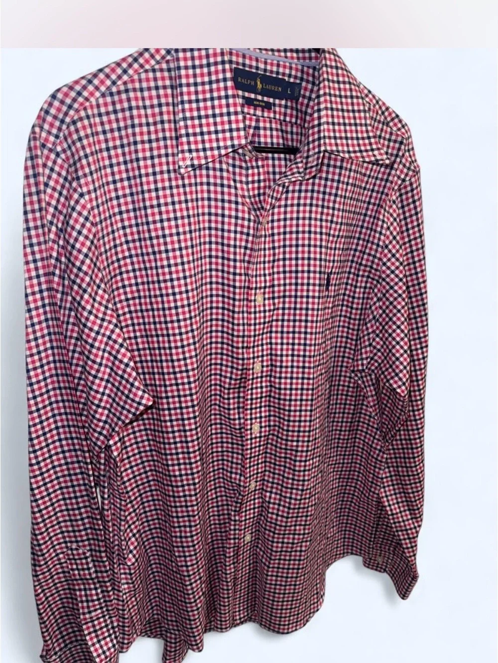 Ralph Lauren Red and Navy Check Button-Down Shirt